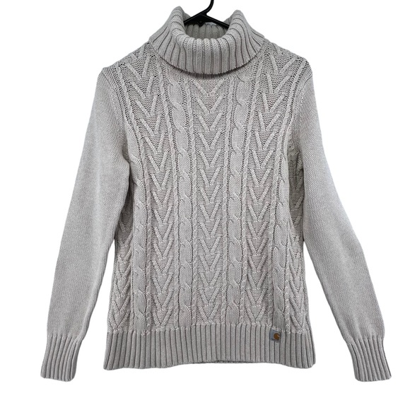 Carhartt Sweaters - Carhartt Size Medium 8/10 Sweater Cable Knit Turtle Neck Cream Cotton Acrylic